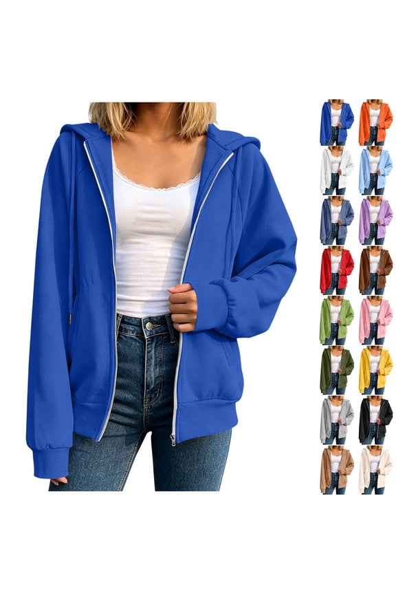 Zip Up Hoodies for Women Casual Long Sleeve Fleece Sweatshirt Coats Fall Winter Hooded Track Jackets with Pockets,Pink