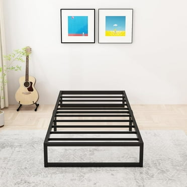 Lutown-Teen 10 inch Twin Bed Frames No Box Spring Needed, Heavy Duty Metal Twin Size Platform Bed Frame, Noise Free, Easy Assembly, Black
