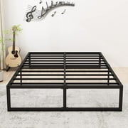 Lutown-Teen 14 inch King Bed Frame Sturdy Mattress Foundation, Heavy Duty Metal Platform with Steel Slats Support No Box Spring Needed , Noise Free, Easy Assembly, Black