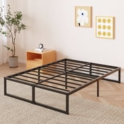 Bedofmine 14 inch Queen Bed Frame No Box Spring Needed, Easy Assembly, Heavy Duty Steel Slat Support Metal Platform Bed Frame Queen Size, Black