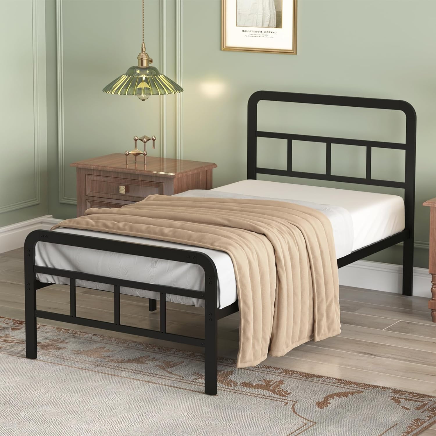 Lutown-Teen 14 inch Twin Bed Frame with Headboard and Lutown-Teen 14 inch Twin Bed Frame with Headboard and