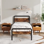 Lutown-Teen 18 Inch Twin Size Bed Frame with Wood Headboard and Footboard, Twin Platform Bed Frames No Box Spring Needed