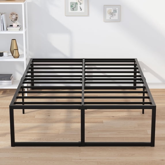 Lutown-Teen 18 inch King Size Bed Frame, Heavy Duty Metal, No Box Spring Needed , Noise Free, Easy Assembly, Black