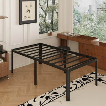 Lutown-Teen 24 Inch High Twin XL Bed Frames with Rounded Corner Legs, Heavy Duty XL Twin Metal Platform Bed Frame No Box Spring Needed, Easy Assembly, Noise Free, Black