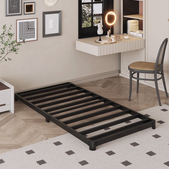 Bedofmine 3 inch Low Twin XL Bed Frames, Heavy Duty Metal Platform with Rounded Corner Legs, No Box Spring Needed, Easy Assembly, Noise Free, Black