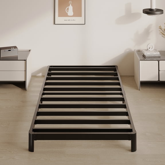 Bedofmine 5" Twin Bed Frames Metal Platform Heavy Duty, No Box Spring Needed, Easy Assembly, Rounded Corners, Black