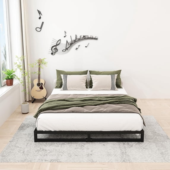 Lutown-Teen 7 inch California King Bed Frames No Box Spring Needed Heavy Duty Metal Cal King Platform for Mattress Foundation, Noise Free, Easy Assembly, Black