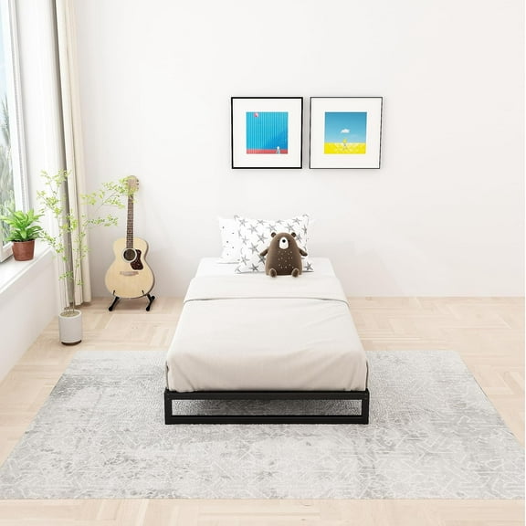 Lutown-Teen 7 inch Twin XL Bed Frames Heavy Duty Sturdy Metal Platform Bed Frame No Box Spring Needed, Noise Free, Easy Assembly, Black