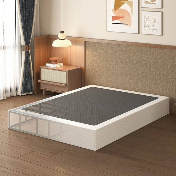 Bedofmine 8 Inch Box Spring Queen Size Bed Base, 3000 lbs Heavy Duty Metal Mattress Foundation with Fabric Cover, Easy Assembly