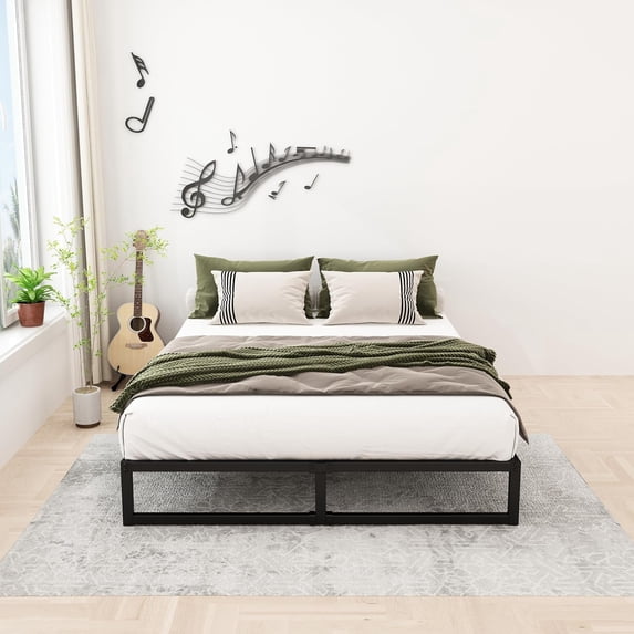Lutown-Teen 8 inch King Size Bed Frame Sturdy Mattress Foundation, Heavy Duty Metal Platform with Steel Slats Support No Box Spring Needed, Noise Free, Easy Assembly, Black