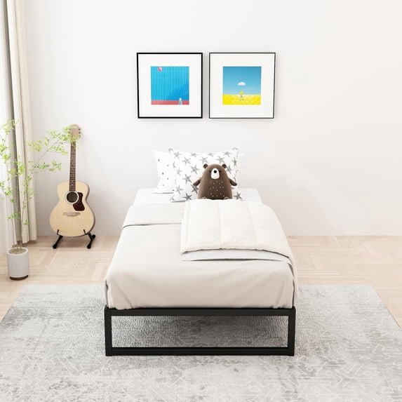 Lutown-Teen 8 inch Twin Bed Frames Heavy Duty Metal Twin Platform Bed Frame No Box Spring Needed, Noise Free, Easy Assembly, Black