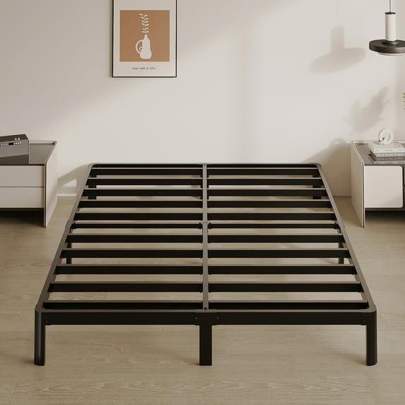 Bedofmine 9" Queen Bed Frame with Storage, No Box Spring, Heavy Duty, Rounded Corners, Easy Assembly, Black