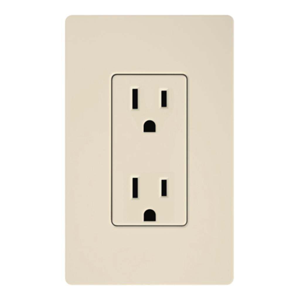 Lutron 01339 - CAR-15-LA 15A CLARO RECEPTACLE, LIGHT AL LIGHT ALMOND Straight Blade Wall Outlets