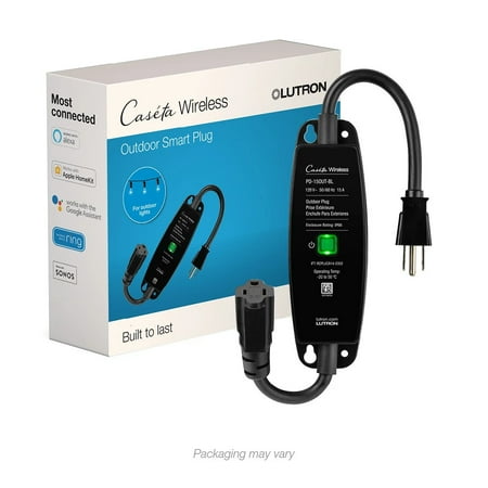 Lutron - Caseta Weatherproof+ Outdoor Smart Plug for Landscape and String Lighting, On/Off Switch - Black