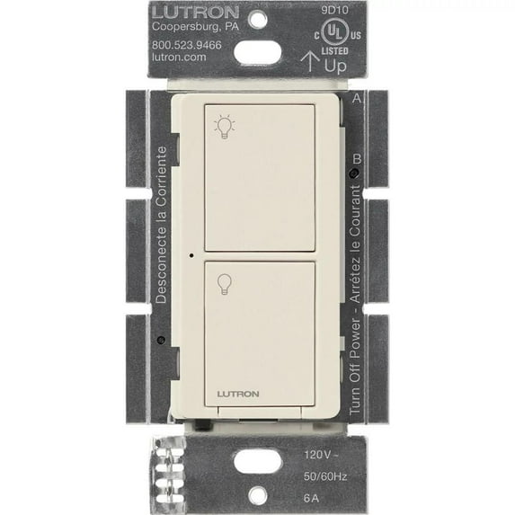 Lutron Caseta Smart Lighting Switch for All Bulb Types or Fans, Light Almond