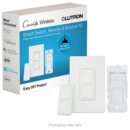Lutron - Caseta Smart Switch Kit with Remote 3-Way (2 Points of Control) - White