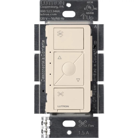 Lutron Caseta Wireless Smart Fan Speed Control, Single-Pole, Light Almond