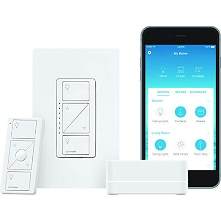 Lutron Caseta Wireless Smart Lighting Dimmer Switch Starter Kit, P-BDG-PKG1W