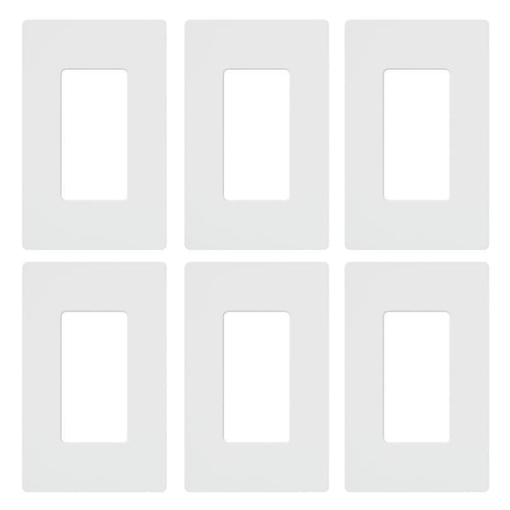 Lutron Claro 1 Gang Decorator/Rocker Wallplate, Gloss, White (6-Pack) | CW-1-WH-6