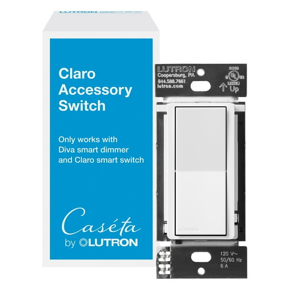Lutron Claro Smart Accessory Switch, only for use with Diva Smart Dimmer Switch/Claro Smart Switch, White