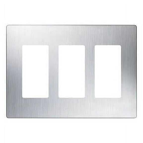 Lutron CW-3-SS Claro Three Gang Designer Wall Plate - Stainless Steel
