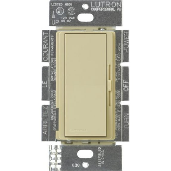 Lutron DV-10P-IV Ivory Diva Single Pole Decorator Light Dimmer Switch 1000W