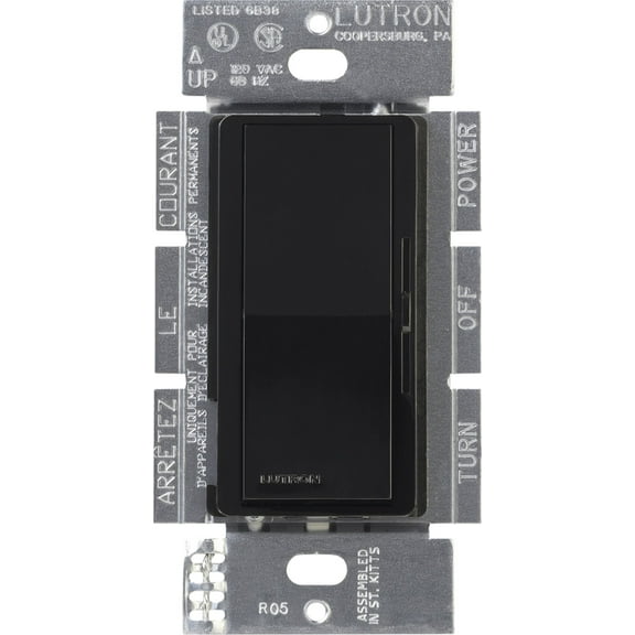 Lutron DVSTV-BL Diva 8 Amp 3-way/Single-Pole 0-10V Dimmer, no neutral required, Black CA2