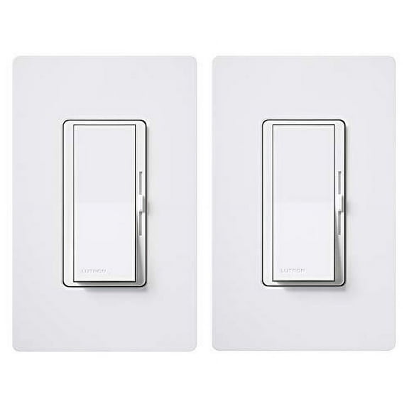 Lutron DVWCL-153PH-2-WH Diva 150-Watt Single Pole/3-Way LED/CFL Dimmer with Wallplate (2 Pack), White