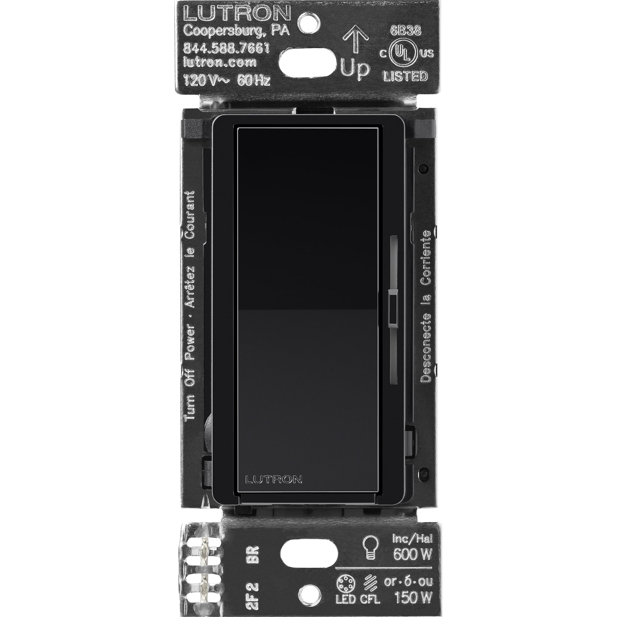 Lutron Diva Smart Dimmer Switch for Casta Smart Lighting | DVRF-6L-BL, Black