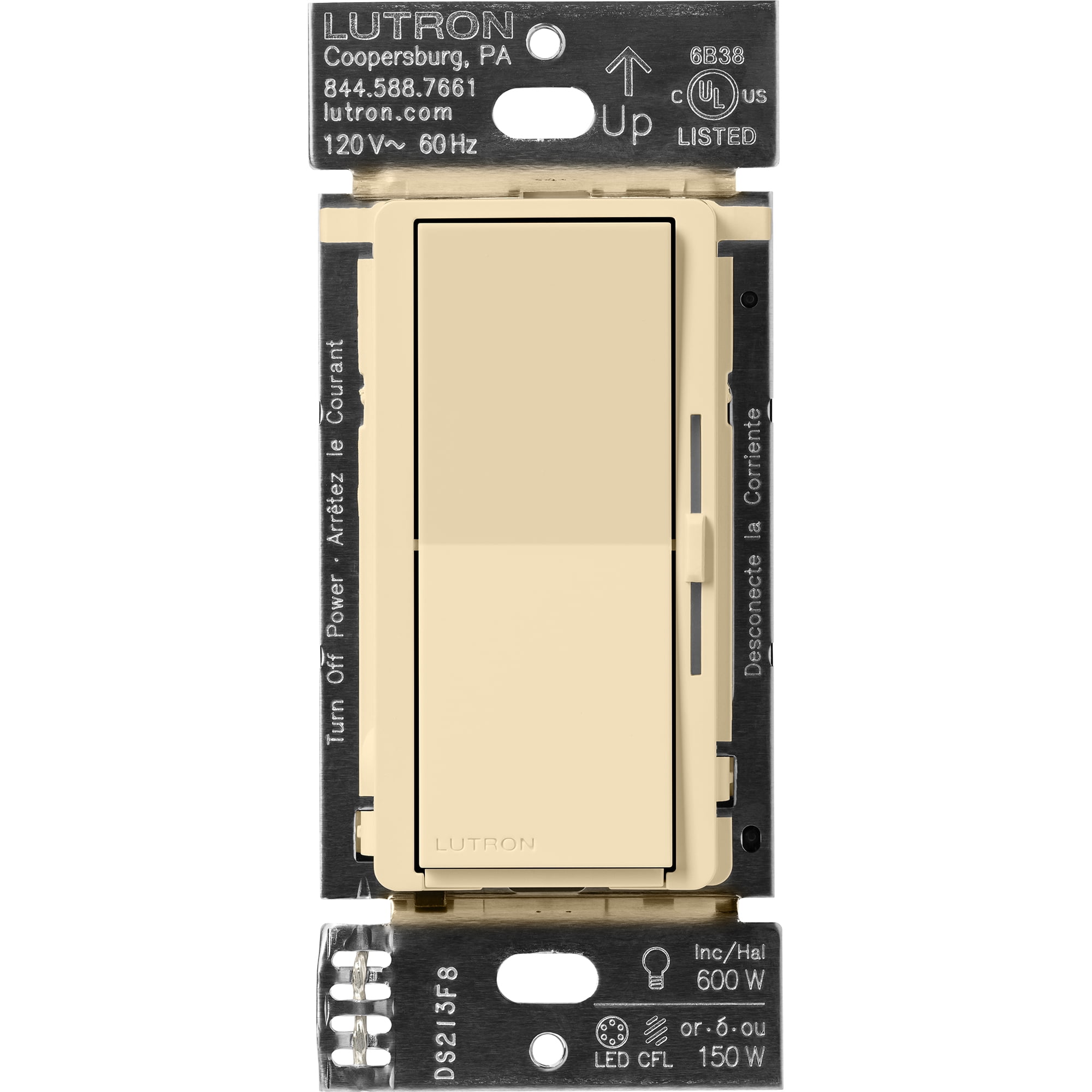 Lutron Diva Smart Dimmer Switch for Casta Smart Lighting | DVRF-6L-IV | Ivory