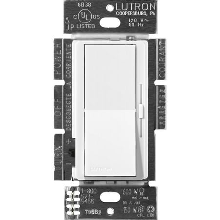 Lutron Dvscelv-303P Diva Elv Dimmer Switch W/ Night Light, 300W, Single Pole/3-Way,