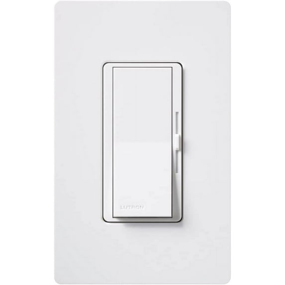 Lutron Diva Dimmer Switch for Halogen and Incandescent Bulbs, Single-Pole, with Wallplate, DVW-600PH-WH, White