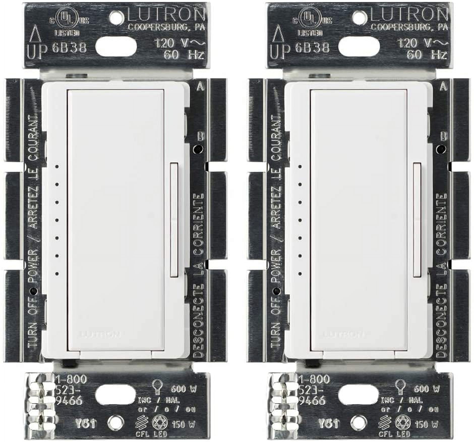 Lutron MACL-153M-WH-2 White Maestro C.L Dimmer Switch (2 Pack) | for Dimmable LED, Halogen & Incandescent Bulbs, Single-Pole or Multi-Location | MACL-153M-WH, 2 Count