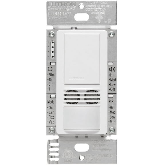 Lutron MS-B102-WH Maestro 6-Amp 3-Way/Multi-Location Dual Tech Occupancy Sensor Switch, White CA2