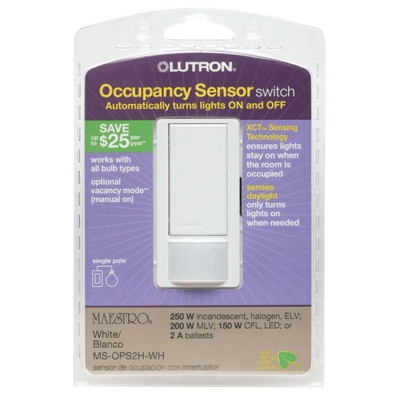 Lutron MS-OPS2H-WH White Occupancy Sensor Switch