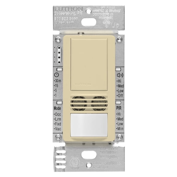 Lutron Maestro Dual Tech Occupancy Sensor Switch, neutral required, 6 Amp 3-Way/Multi-Location, MS-B102-IV, Ivory CA2