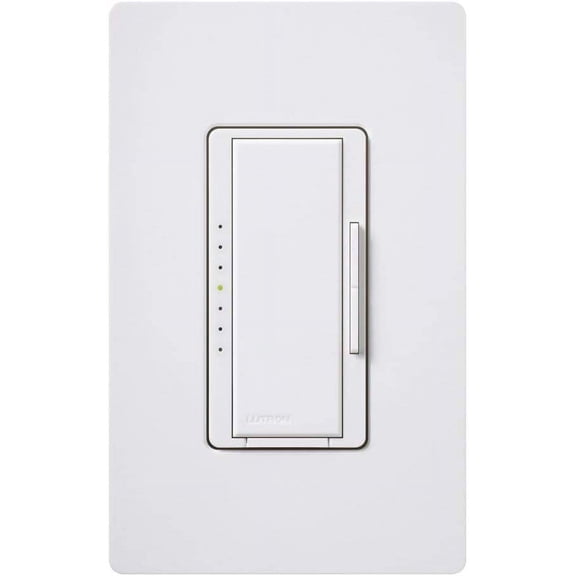 Lutron Maestro LED+ Dimmer Switch with Wallplate | for Dimmable LED, Halogen & Incandescent Bulbs, Single-Pole or Multi-Location | MACL-153M-WH | White