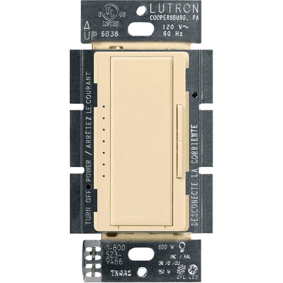 Lutron Maestro LED+ Dimmer Switch for Dimmable LED, Halogen and Incandescent Bulbs, 150W/Single-Pole or Multi-Location, MACL-153M-IV, Ivory