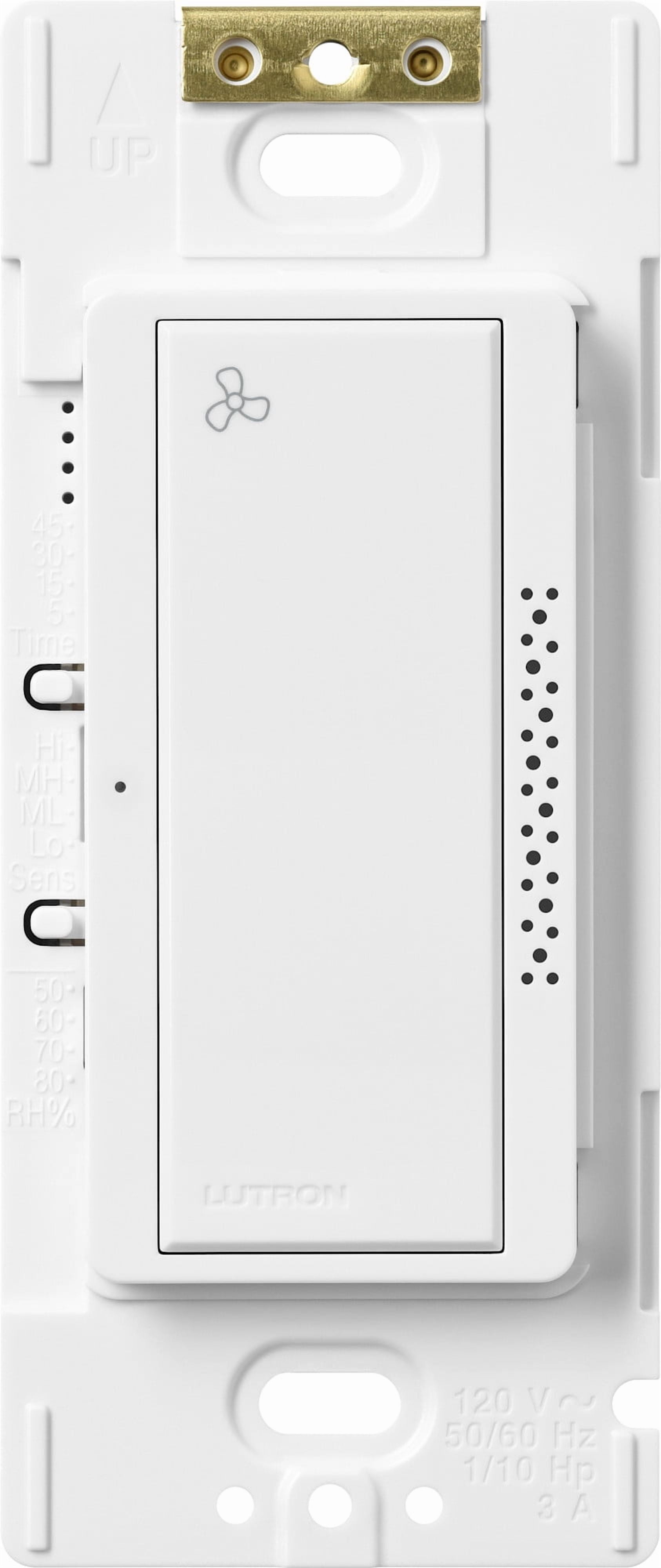 Lutron MS-HS3-WH Maestro Xactsense Humidity Sensor Switch, 3A Fan/Light, Neutral Or Ground