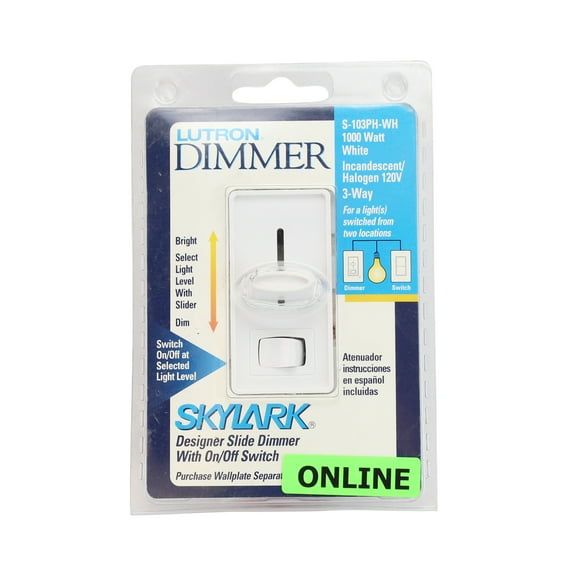 Lutron S-103PH-WH Skylark 1000W Incandescent / Halogen 3-Way Preset Dimmer in White
