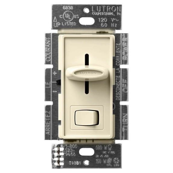 lutron scl-153p-al lighting dimmer,rocker/slide,almond