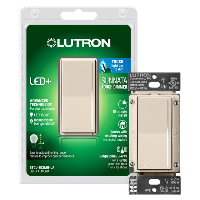 Lutron Sunnata Touch Dimmer Switch with LED+ Advanced Technology, for
