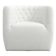 Lutton Modern Living Room Round Back Boucle Fabric Swivel Chair in Cream