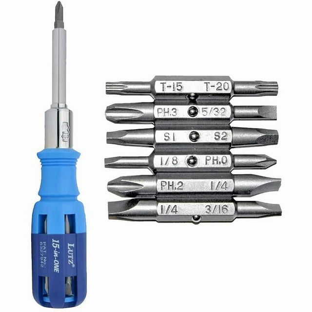Lutz Tool 15-in-1 Ratchet Screwdriver with FindTape Imprint, Blue ...