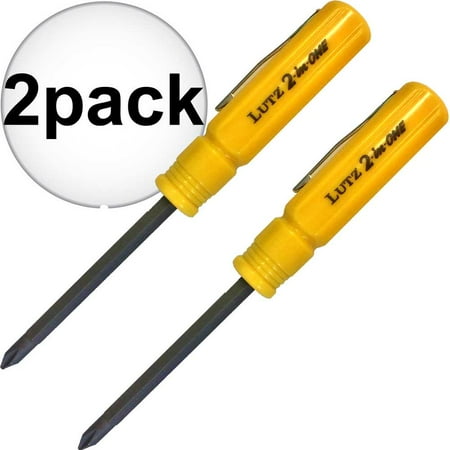Lutz 2 In 1 Pocket Size Yellow Screwdriver (Pack of 2)