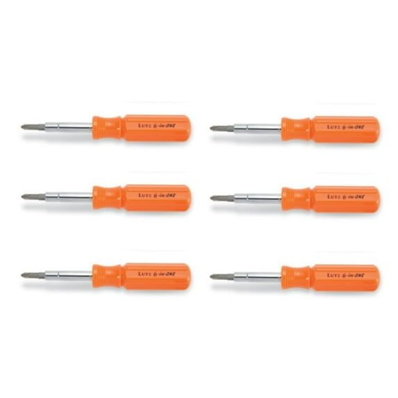 Lutz 6-in-1 Pocket Size Orange Screwdriver, 26030 (Pack of 6)