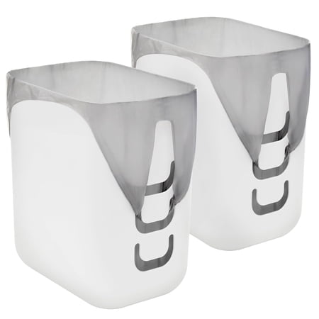 Luup Bathroom Wastebasket 2pk, Secure Grocery Bags, Plastic Garbage Container for Vanity, Laundry Room, Kitchen, Office, 2.5 Gallon, White, Made in USA