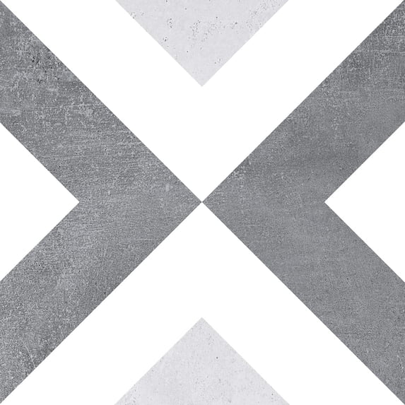Luv Ahava Black/White/Gray 8" X 8" Porcelain Encaustic Matte Floor Tile (Sample)