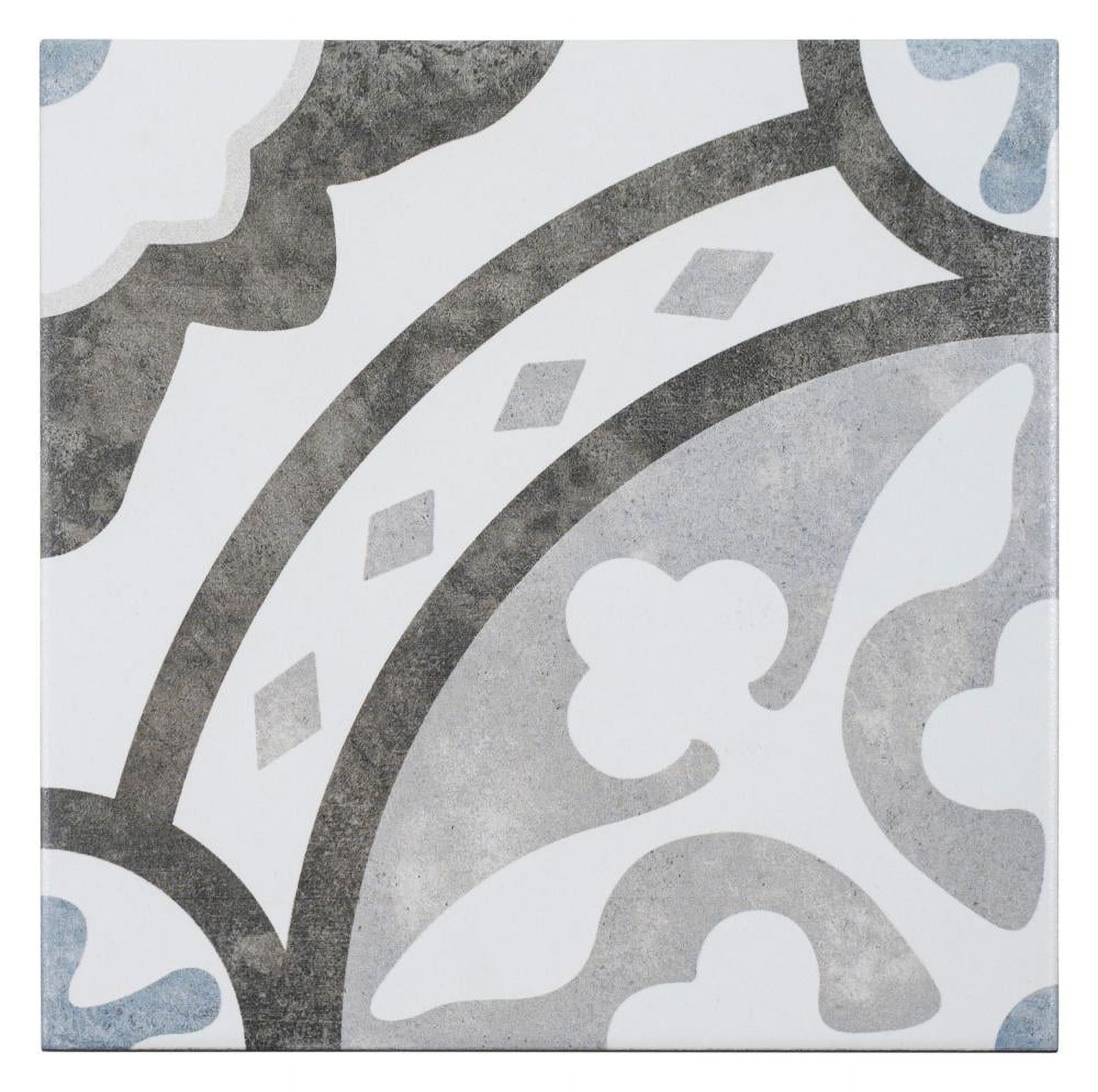 Luv Amore 8" Gray Glazed Porcelain Patterned Tile