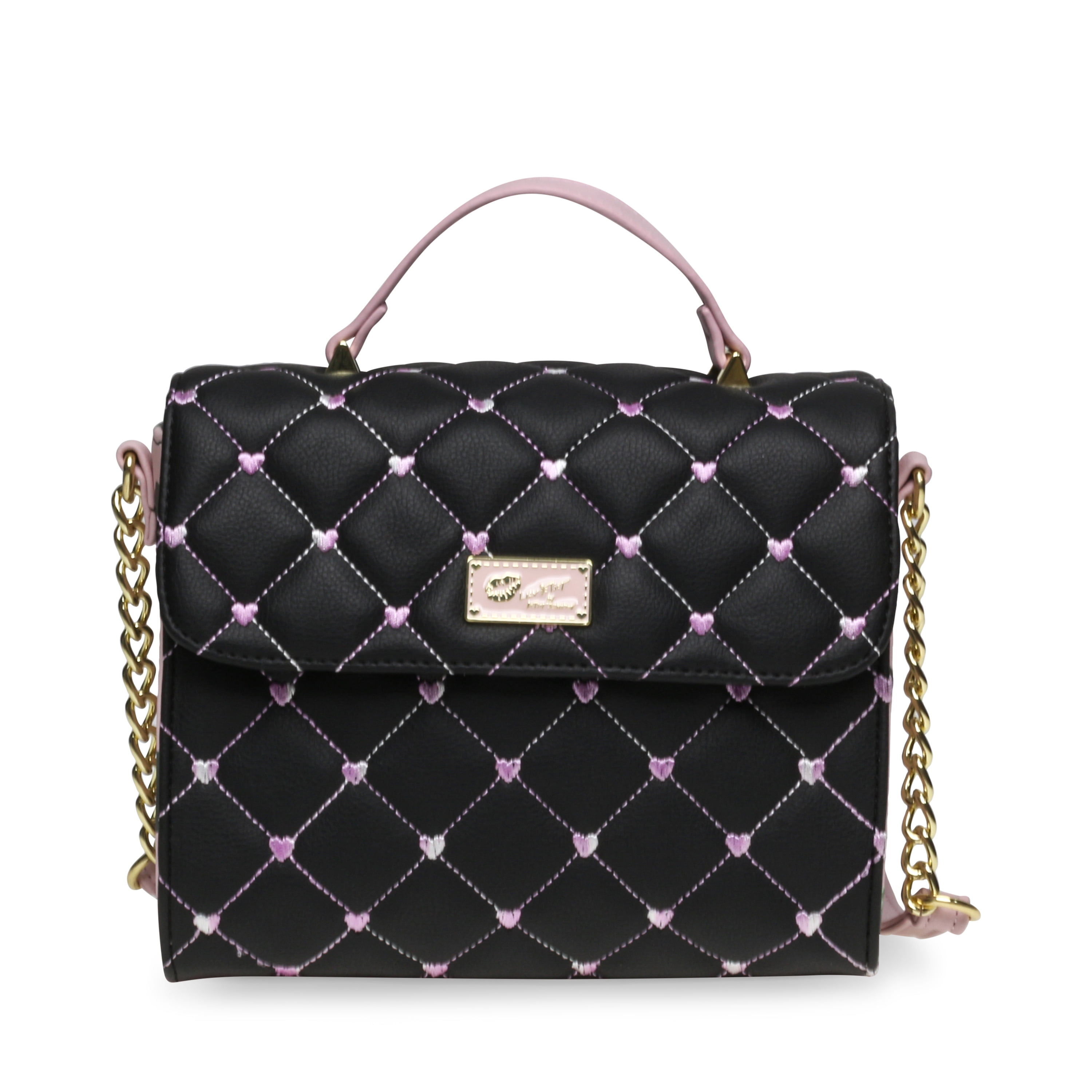 Luv Betsey By Betsey Johnson Women's Addy Top Handle Black and Pink